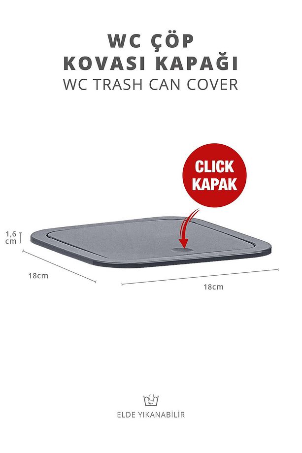 Antrasit Kare Yedek Çöp Kovası Kapağı - 1