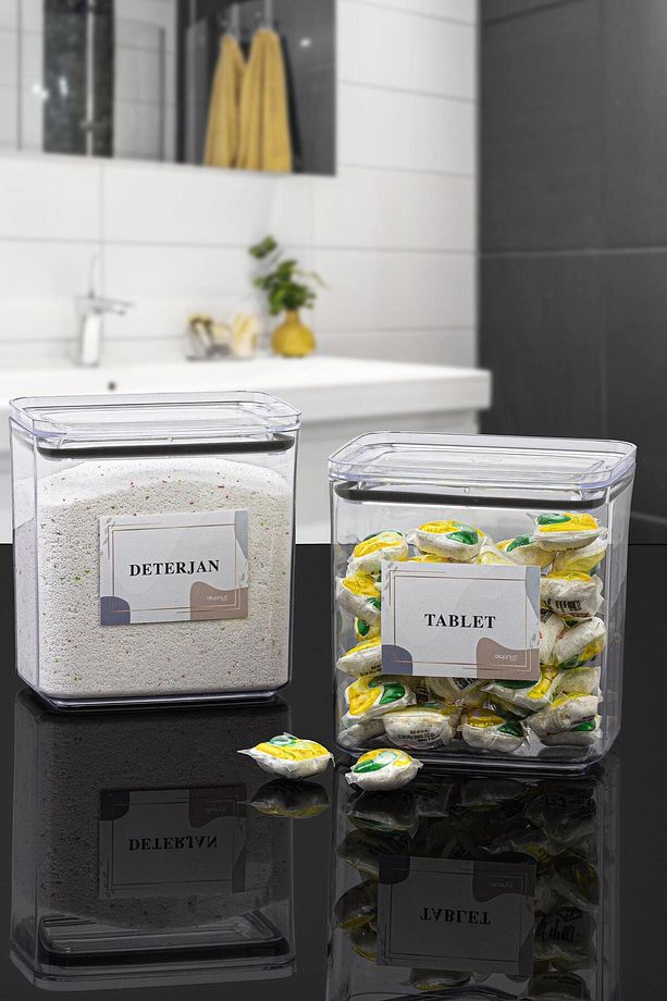 Deterjan-tablet 2 Adet Vakumlu Dikdörtgen 2.1 Lt Saklama Kabı - 3