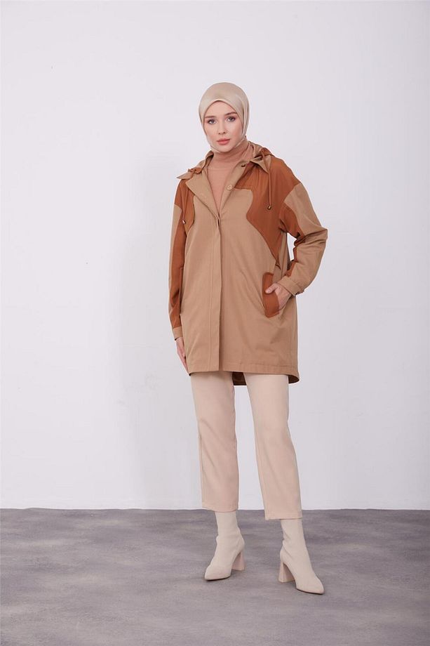Arkası Fermuar Detaylı Önü Allerli Kap 23k7100 Camel - 2