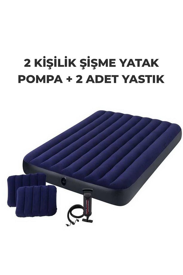 64765 Şişme Yatak Çift Kişilik Çadır Yatağı Kamp Yatağı.yastık Pompa Seti - 3