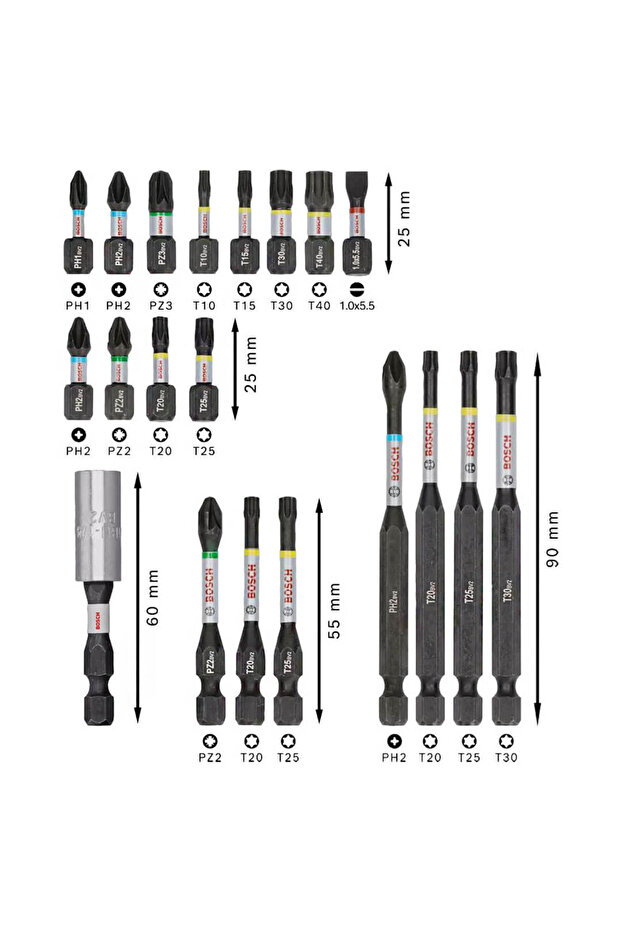 Pro Impact 20 Parça Vidalama Bits Uç Seti - 5