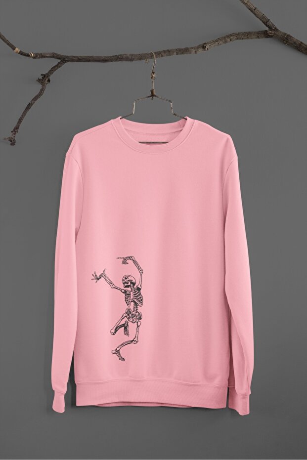 سويت شيرت برقبة دائرية وأكمام طويلة للجنسين من 2 خيوط DANCER SKELETON Transfer مطبوع