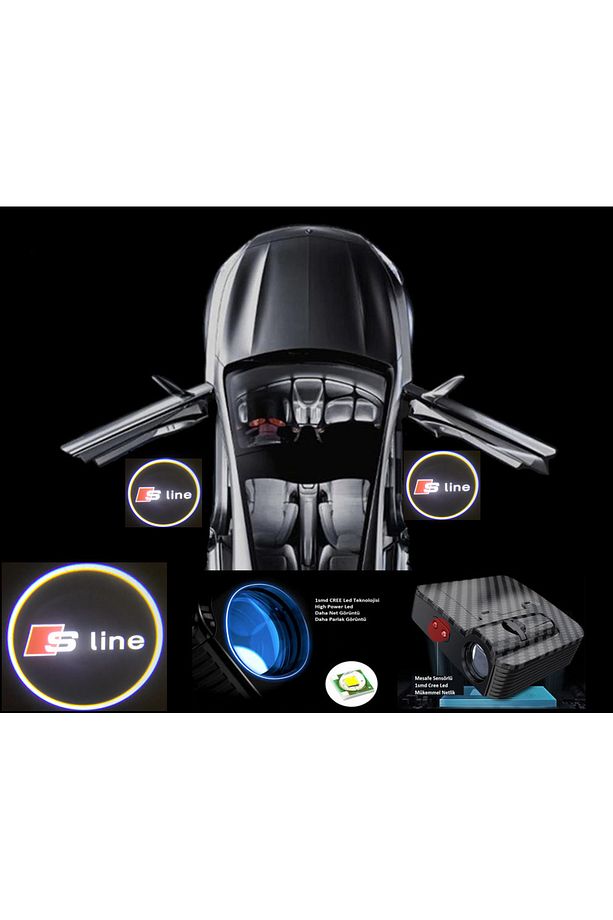 S Line Pilli Yapıştırmalı Karanlık Ve Mesafe Sensörlü Mıknatıssız Kapı Altı Led Logo (2 Adet) - 2