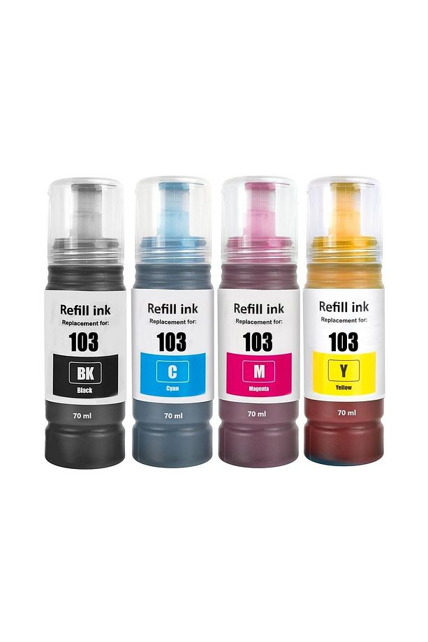 103 Mürekkep Seti L3110/l3111/l3150/l3151/l4150/l6190/l6160/l4160 uyumlu 4 renk 70 ml - 2