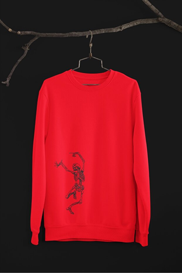 سويت شيرت برقبة دائرية وأكمام طويلة للجنسين من 2 خيوط DANCER SKELETON Transfer مطبوع