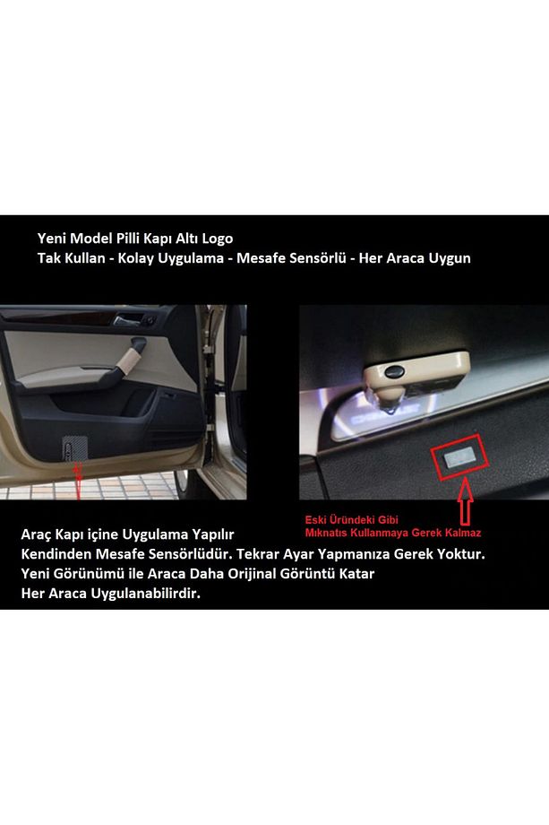 S Line Pilli Yapıştırmalı Karanlık Ve Mesafe Sensörlü Mıknatıssız Kapı Altı Led Logo (2 Adet) - 7