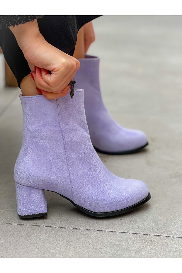 Feli Lila Dana Süet Kalın Ökçe Bot - 4