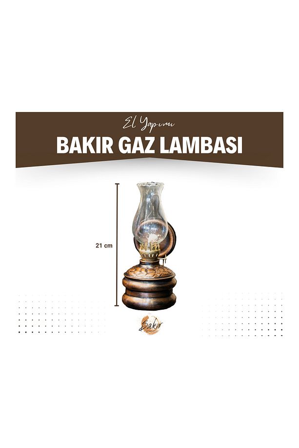 BAKIR GAZ LAMBASI KÜÇÜK BOY OKSİTLİ BAKIR RENK - 5
