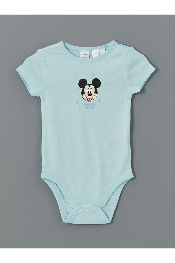LCW baby Ekru Mickey Mouse Baskılı Erkek Bebek Çıtçıtlı Body 2'li - 2