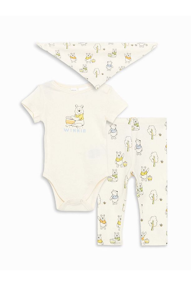 LCW baby Ekru Winnie The Pooh Baskılı Erkek Bebek Hastane Çıkış Seti - 1
