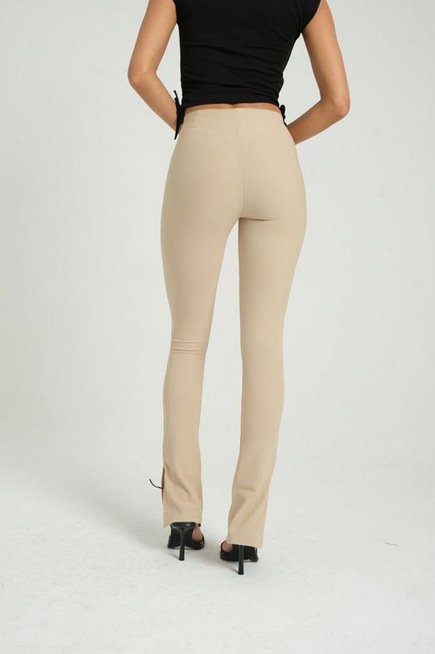 Yüksek Bel Yarı Yırtmaçlı Zemin Dar Paça Tights - 4