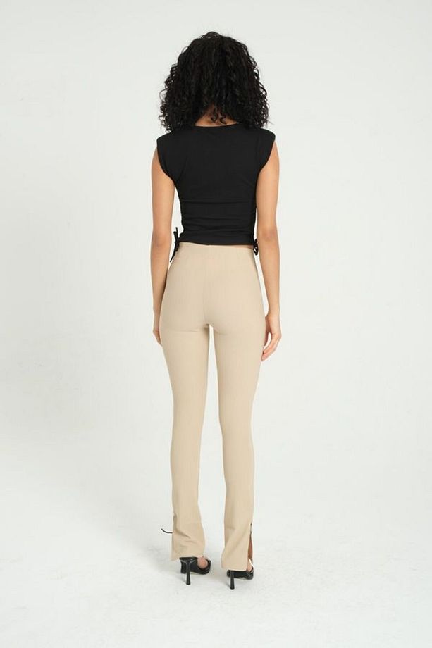 Yüksek Bel Yarı Yırtmaçlı Zemin Dar Paça Tights - 3