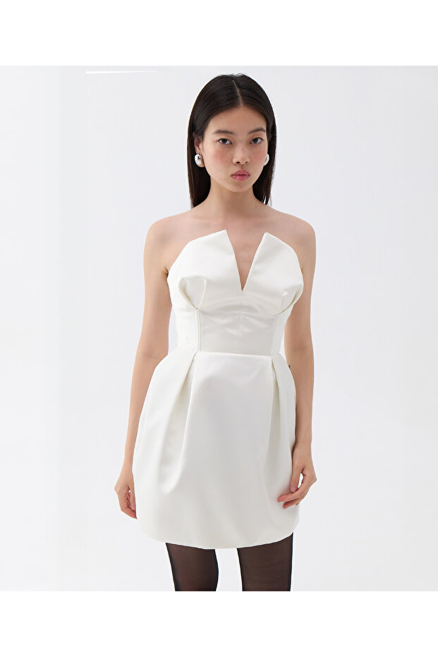 Straplez Mini Elbise - 4