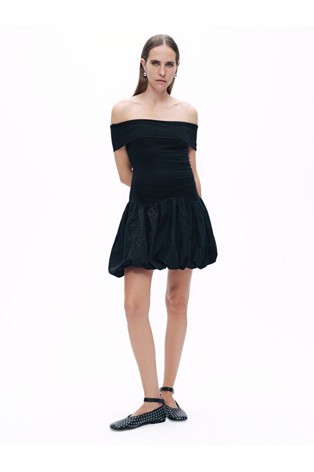 Açık Omuzlu Mini Elbise - 1