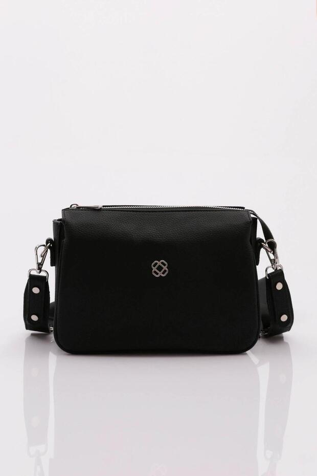 Black Multi-Compartment Crossbody Bag - Women 1372856