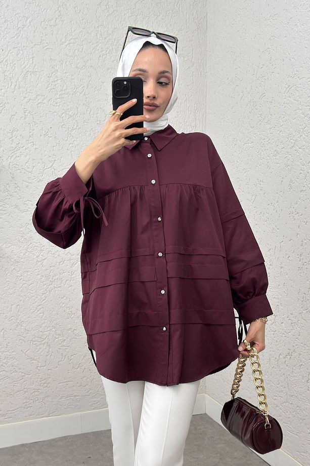 Double Kat Detaylı Tunik 2250 - BORDO - 4