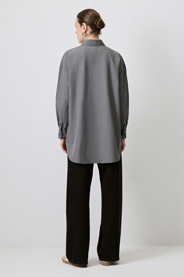 OVERSİZE FİT POPLİN GÖMLEK - 3