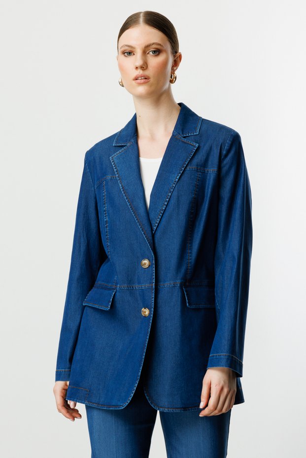Double Buttoned Flap Pocket Jacket Large Size 4602-25