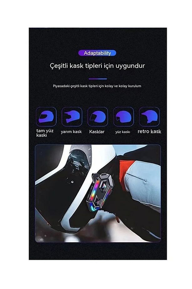V20 Motor Kurye Kask Kulaklık RGB Modlu Bluetooth Motosiklet Kulaklık 5.3 Bluetooth Intercom - 4