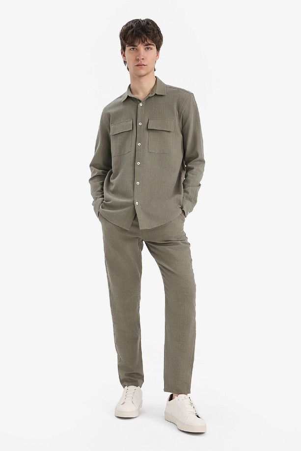 %100 Pamuk Regular Fit Normal Kesim Yazlık Dokuma Kanvas Jogger Pantolon D6260ax25sp - 7