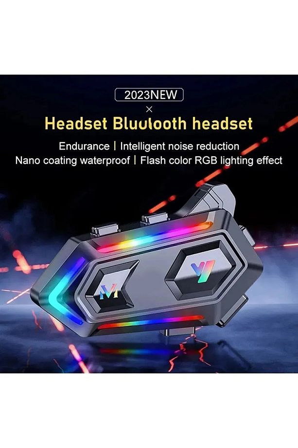 V20 Motor Kurye Kask Kulaklık RGB Modlu Bluetooth Motosiklet Kulaklık 5.3 Bluetooth Intercom - 2