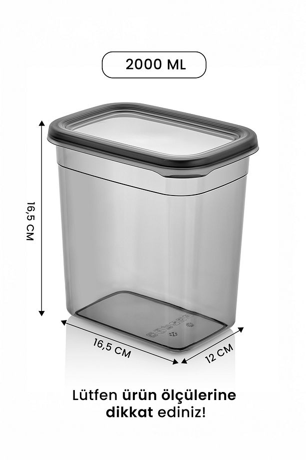 12 Adet Jumbo Boy Dikdörtgen Saklama Kabı Seti - 2000 Ml Süper Set - 3
