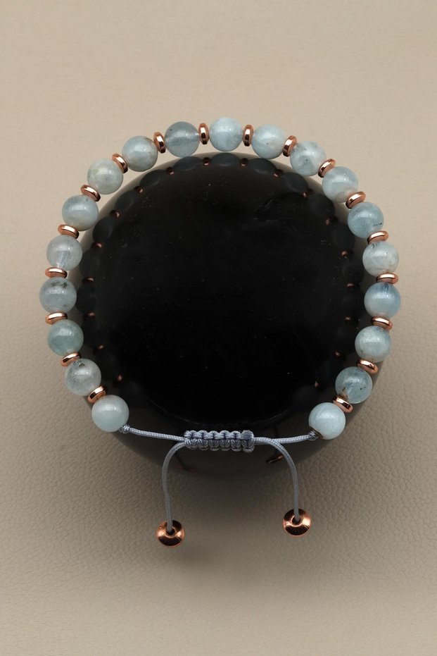 Aquamarine Natural Stone Macrame Knitted Bracelet
