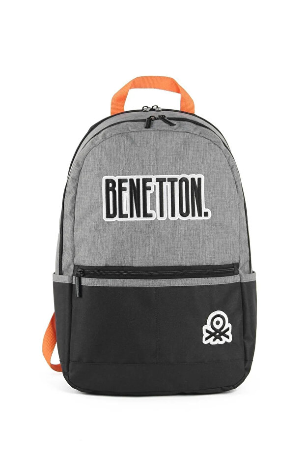 Double Compartment Unisex School Backpack Gray-Black / 03857