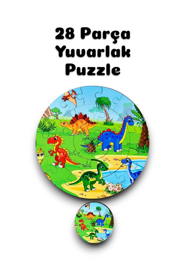 Dinazor Puzzle, Ahşap Dinazor Puzzle, Mega Boy Puzzle, Okul Öncesi Puzzle - 1