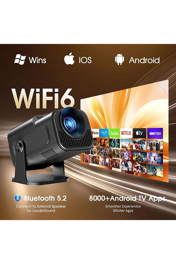 Mini projektör, 4K FHD 1920x1080P 180° taşınabilir projektör WiFi  Android ve iOS Mause Hediye - 7