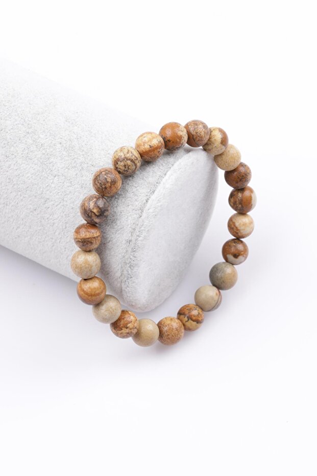 Picture Jasper Natural Stone Bracelet 8 Mm Sphere Cut