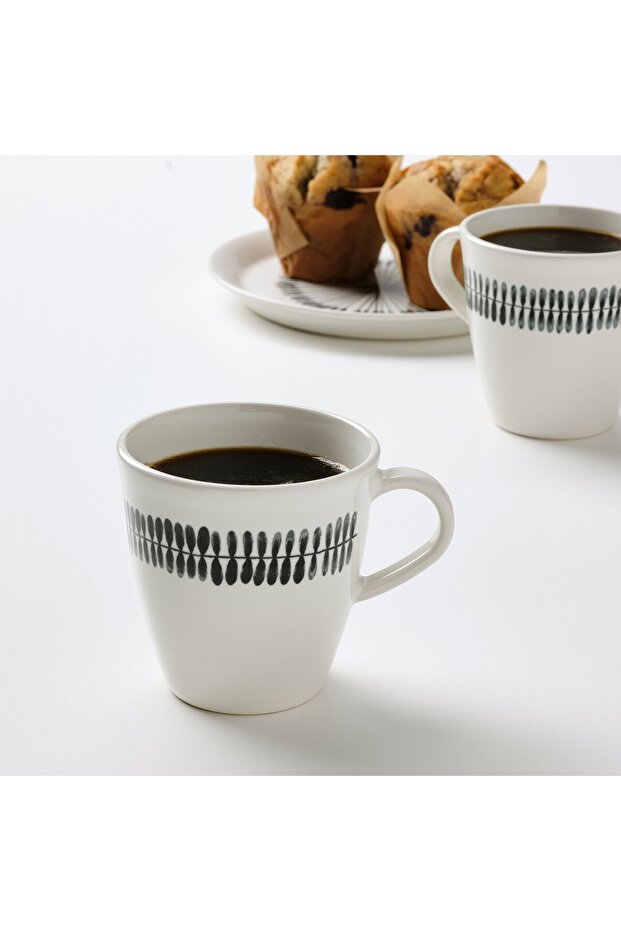 كوب، أبيض/منقوش، 32 سم مكعب - 2