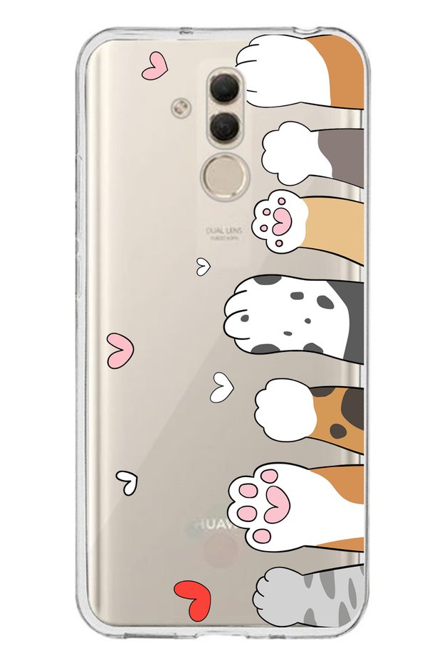 جراب من السيليكون الشفاف متوافق مع هاتف Huawei Mate 20 Lite بتصميم لطيف على شكل مخالب القطط