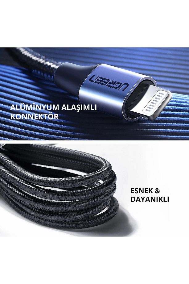 Örgülü 36w Pd Type-c To Lightning Hızlı Şarj Ve Data Kablosu 1 Metre - 5