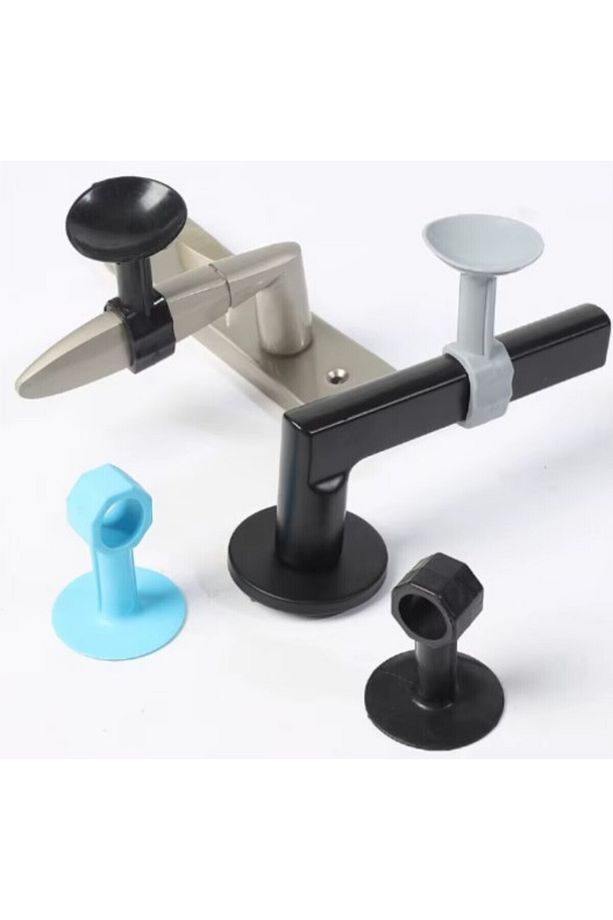 Vantuzlu Geçmeli Kapı Kolu Stoper 4lü Set Beyaz - 5