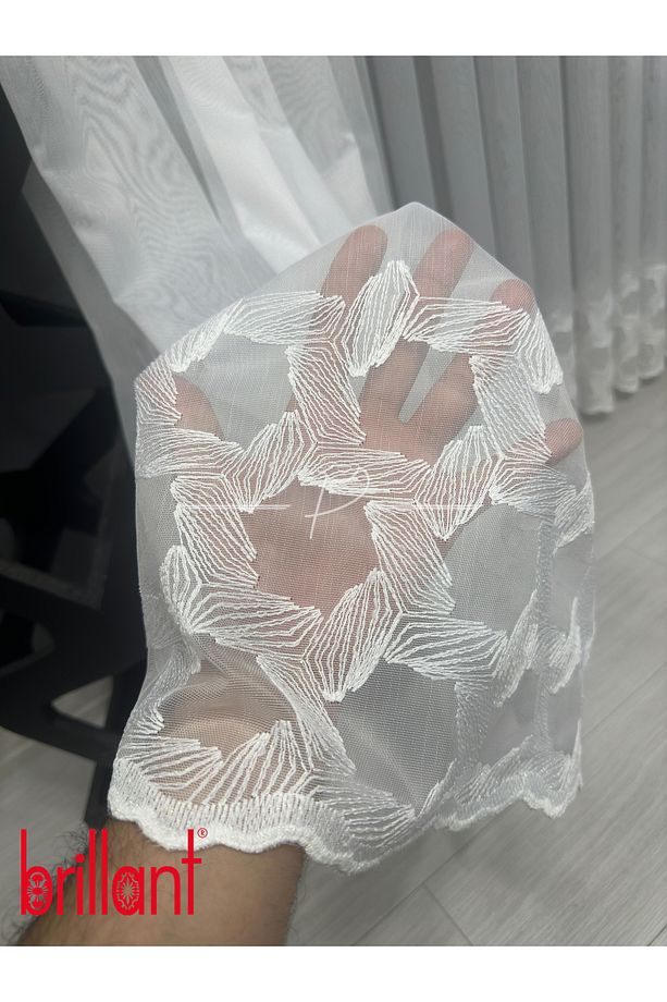 Tül Perde Brillant Marka Etek İşleme Hexagon Desen 1 e 3 Pile - 2