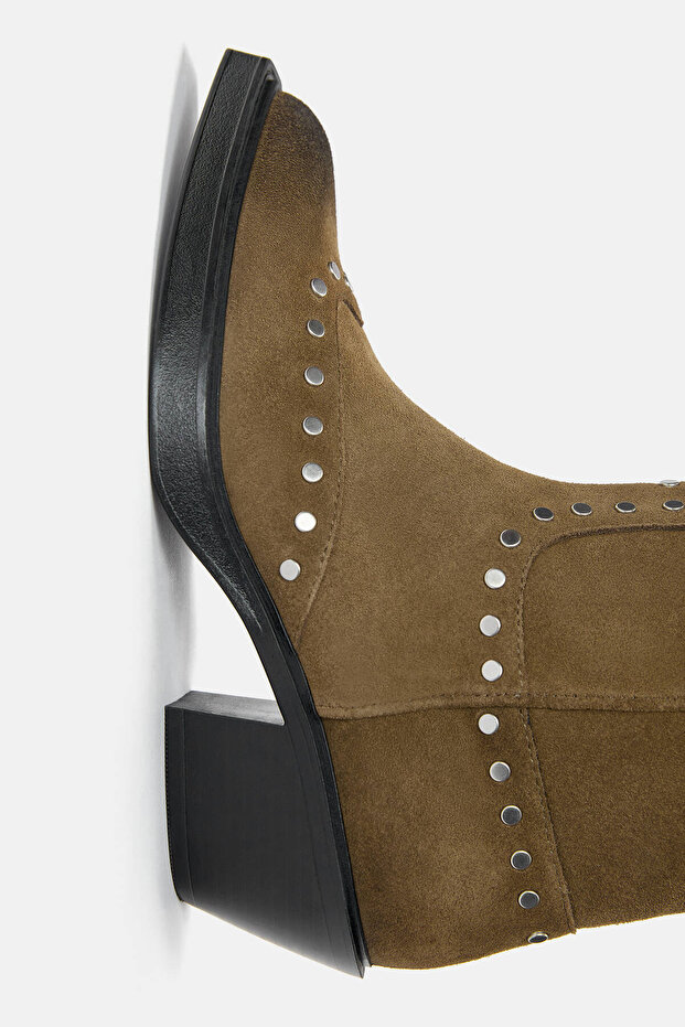 Zımbalı deri kovboy çizmesi - 2