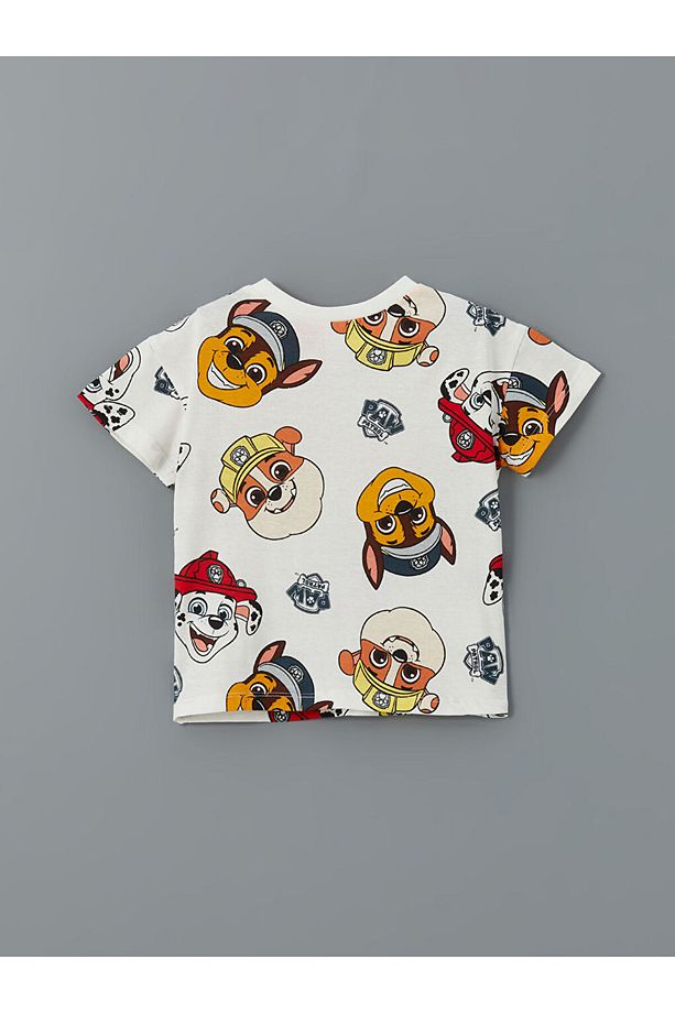 LCW baby Ekru Paw Patrol Baskılı Erkek Bebek Şortlu Pijama Takım - 4