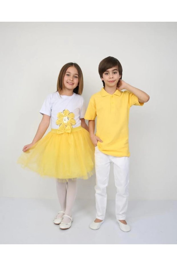 23 April Girl's Tshirt Tutu Skirt Combination Boy's Polo Collar Pants Suit Show Outfits