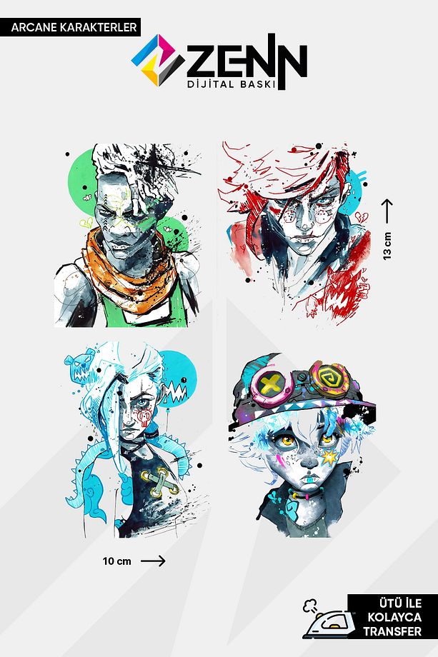 Arcane Karakterler Vi, Jinx, Ekko Seti Ütü İle Yapışan Dtf Baskı - 1