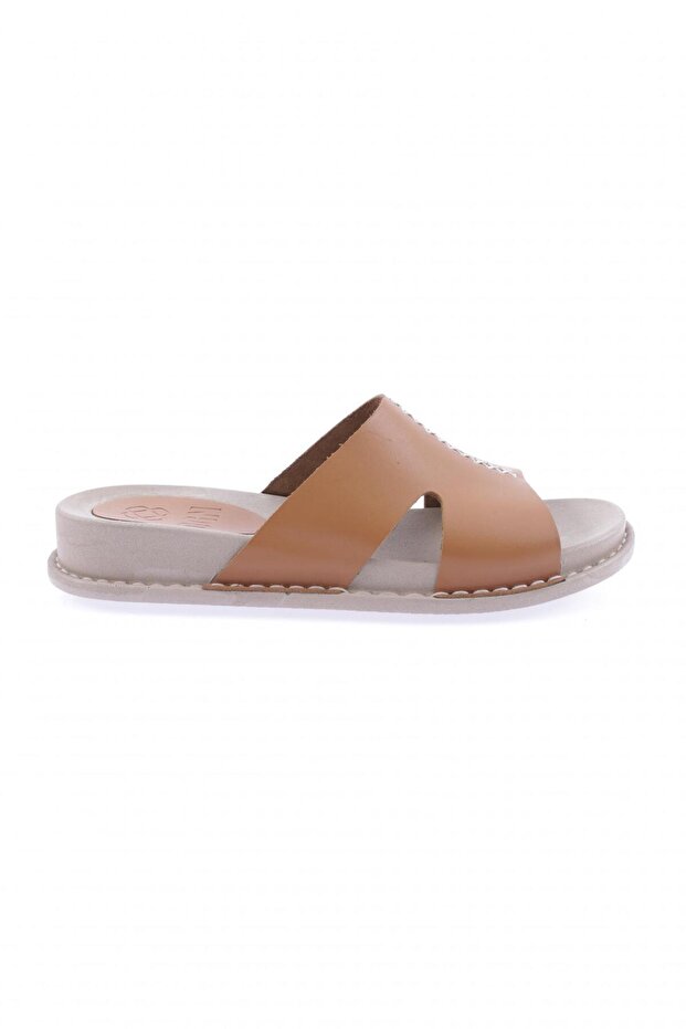 P33-23Y Women's Slippers Genuine Leather Tan
