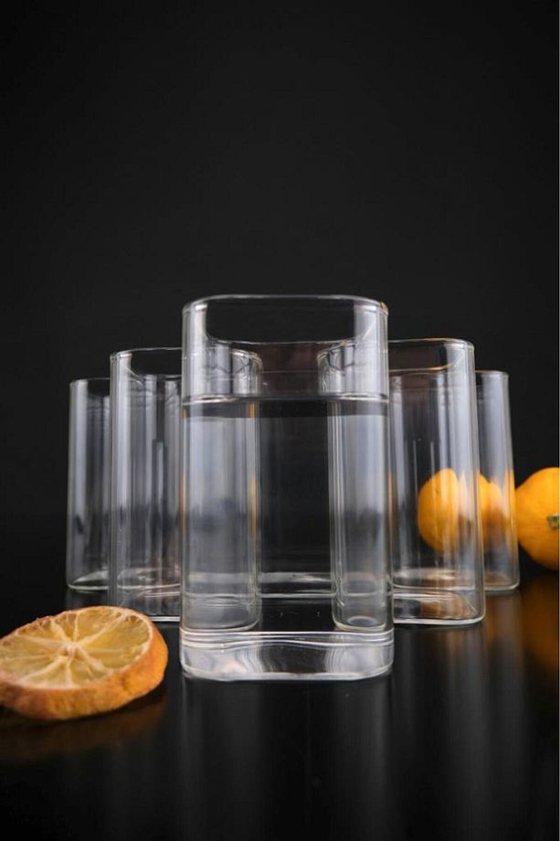 6'lı Dikdörtgen Isıya Dayanıklı Borosilikat Ince Cam Bardak 260 ml - - 1
