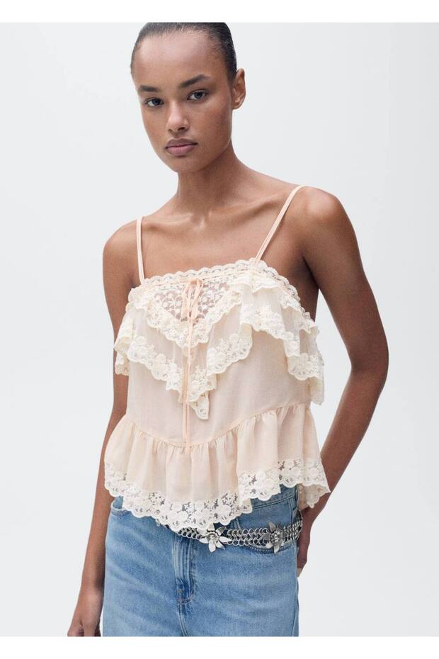 Fırfırlı üst dantel detay - 8