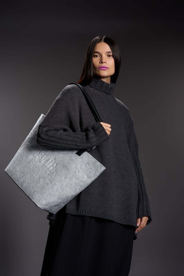 Women's Gray Melange Bag Shopy