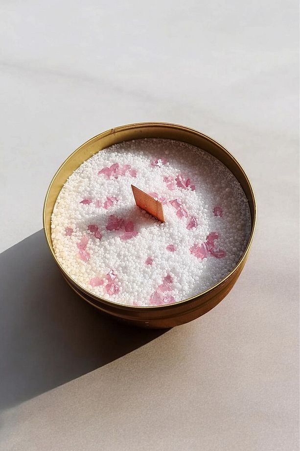 RabiART Özel Tasarımlı Gold Metal Kutuda Soya Mum Japon Kirazı Kokulu - 1
