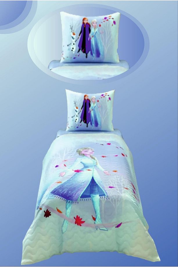Frozen Complete Lisanslı Tek Kişilik Kapitoneli Uyku Seti + Yorgan + Yastık - 3