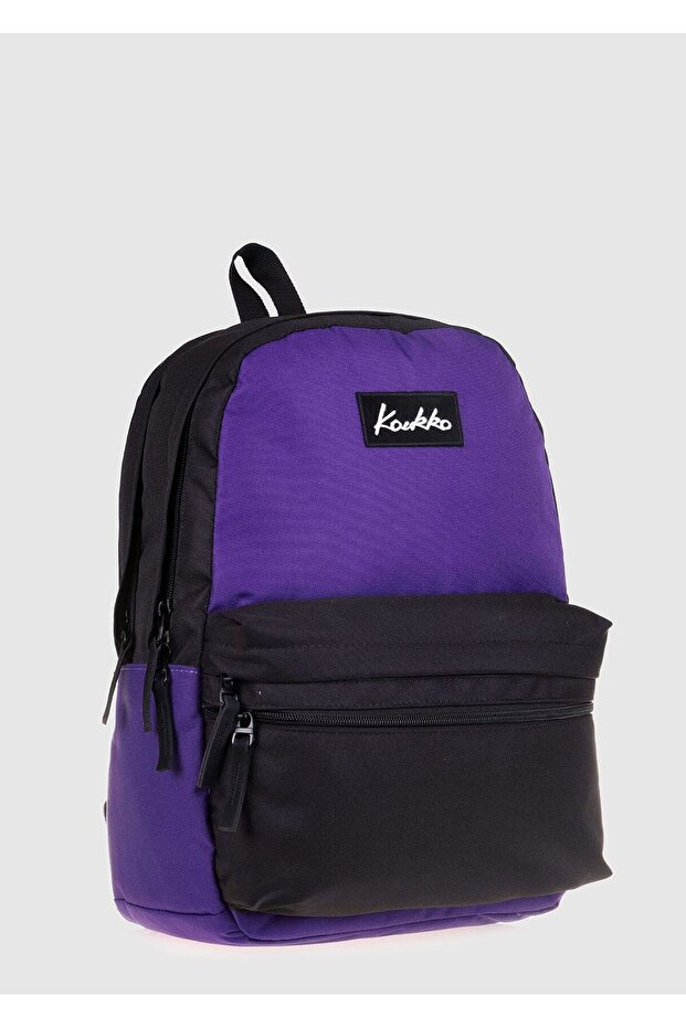 Purple Basic Double Colors Backpack Purple Black - 2