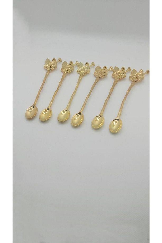 12 Adet Japon Gülü Gold Çay Kaşığı Seti Kahve Ve Kahvaltılık Hediyelik Mutfak Eşyası - 5