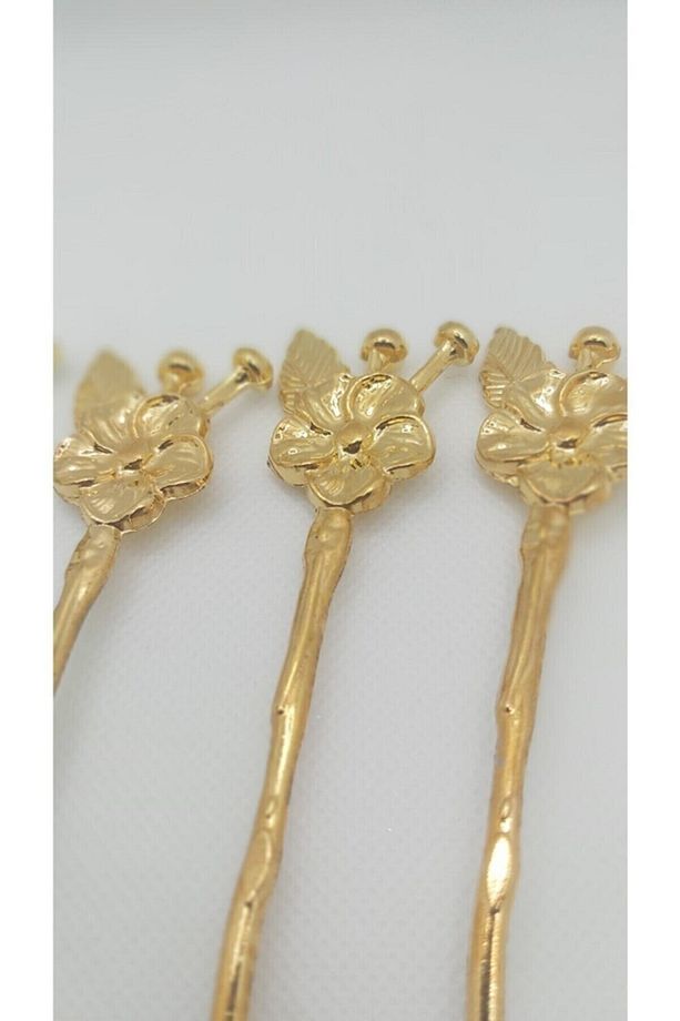 12 Adet Japon Gülü Gold Çay Kaşığı Seti Kahve Ve Kahvaltılık Hediyelik Mutfak Eşyası - 3