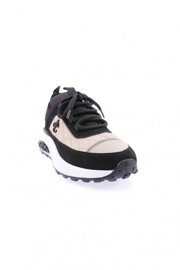 Kadın Kalın Taban Bağcıklı Sneakers Ayakkabı Bej 7683363 - 2